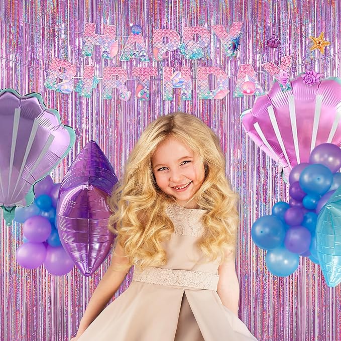 Melsan 3 Pack 3.2 x 8.2 ft Sparkling Pinkish Purple Tinsel Fringe Curtain Backdrop k pop Demon Hunters Party Decorations Glitter Decor for Birthdays, Bachelorette, Weddings, Photo Booth