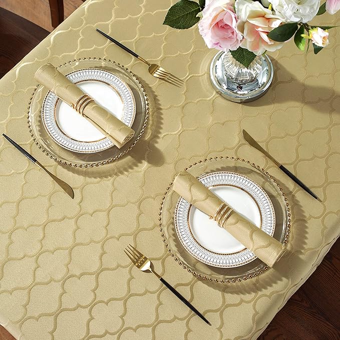 Jacquard Cloth Napkins 20 x 20 Inch Flower Pattern 4 Pieces Solid Washable Comfortable for Restaurant Family Dinners Weddings Parties and Banquets(Square, 20 inch x 20 inch ,Gold)
