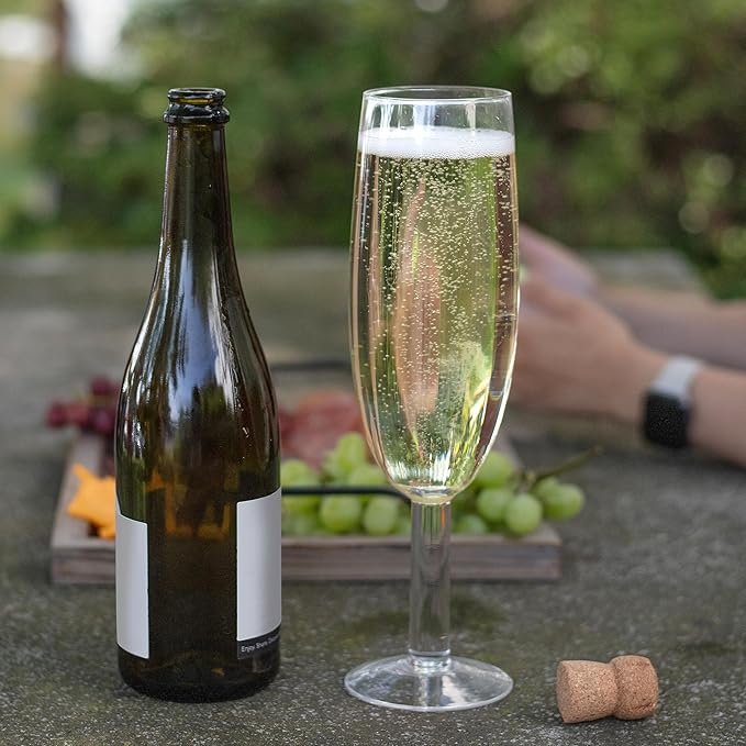 Oversized XL Giant 25oz Champagne Flute - Holds a Full Bottle of Champ - Made of Hand-Blown Glass NOT Plastic - Jumbo Glassware Fun for Thanksgiving, Bachelorette Trips, Birthdays- Holiday Xmas Gift