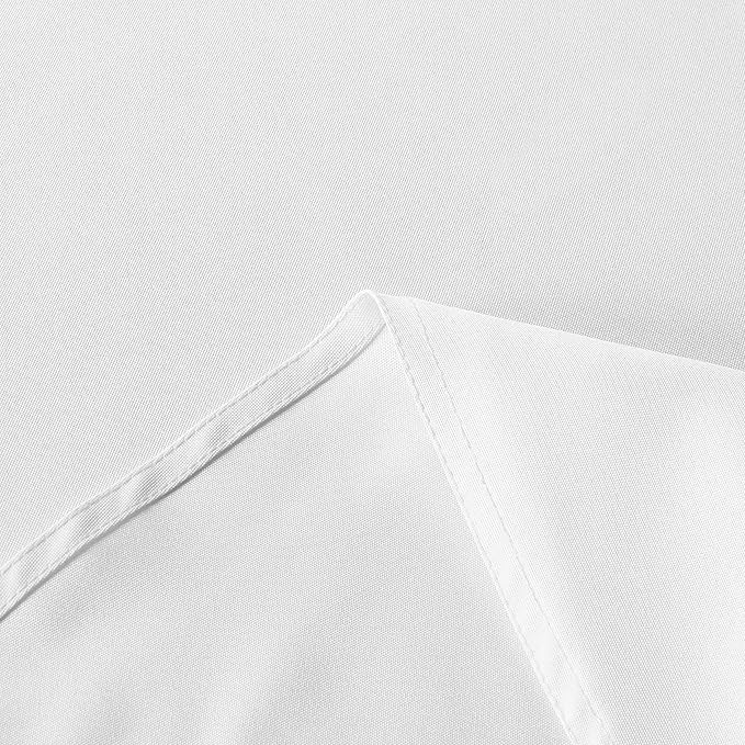 sancua Round Tablecloth - 48 Inch - Water Resistant Spill Proof Washable Polyester Table Cloth Decorative Fabric Table Cover for Dining, Buffet Parties and Camping, White(Fits 20-36 Inch Tables)