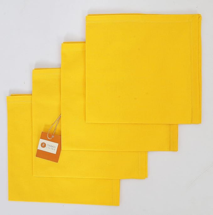 TARAN LIVING Cotton Cloth Napkins Solid Bright Yellow Easter Dinner Napkin Table Cloth Napkins Gift for Her Him Parties Holiday - 18x18 Inches Pack of 12