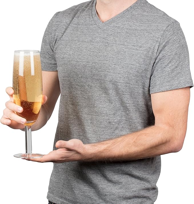 Oversized XL Giant 25oz Champagne Flute - Holds a Full Bottle of Champ - Made of Hand-Blown Glass NOT Plastic - Jumbo Glassware Fun for Thanksgiving, Bachelorette Trips, Birthdays- Holiday Xmas Gift