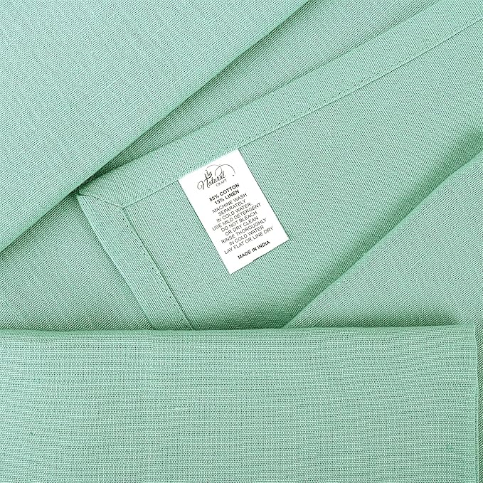 Cloth Napkins Set of 12 Cotton Linen 18x18 Inch - Soft Durable Washable - Ideal for Farmhouse Party Wedding Spring Summer Easter - Perfect Everyday Use Table Linen (Aqua Green, Pack of 12)