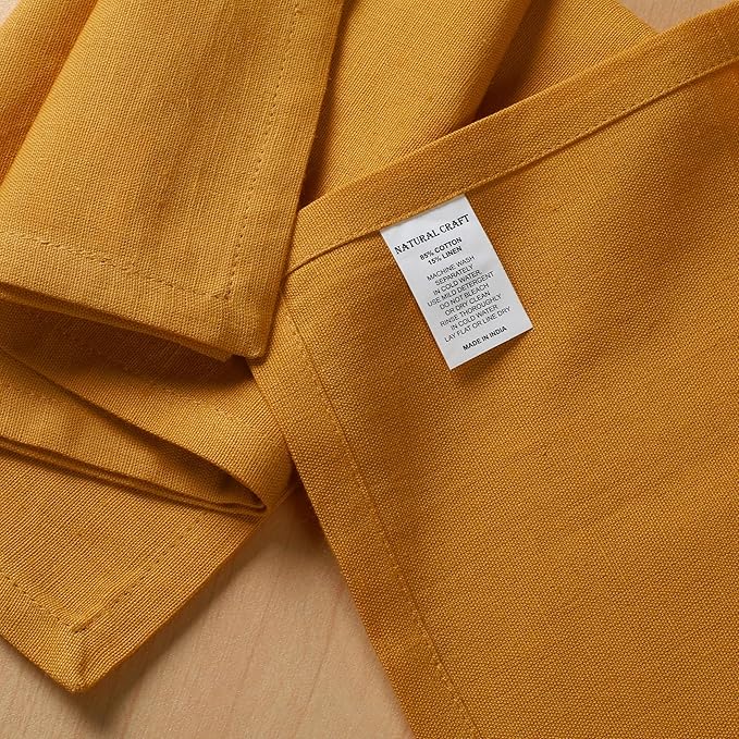 Cloth Dinner Napkins Cotton 18x18 in Washable Napkins Cloth - Soft Durable Washable - Ideal for Farmhouse Party Wedding Spring Summer Easter - Perfect Everyday Use Table Linen Mustard