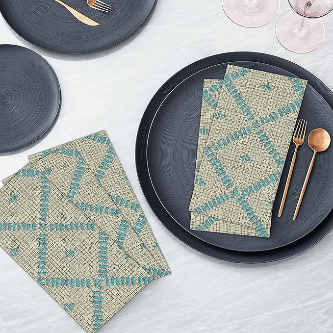 RUVANTI Cloth Napkins Set of 6 Cotton 100%, 18x18 Inches Napkins Cloth Washable, Soft, Absorbent. Cotton Napkins for Parties, Christmas, Thanksgiving, Weddings, Dinner Napkins Cloth - Linear