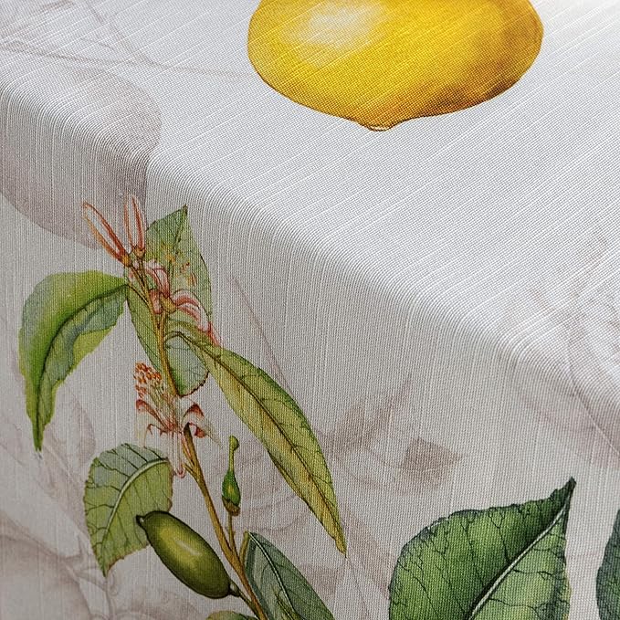 Maison d' Hermine Table Cloth Rectangle Table 100% Cotton 70 x 120 Inches Tablecloth Reusable Decorative for Dining Room, Farmhouse, Home, Party, Festive & Wedding Spring Summer - Limoncello